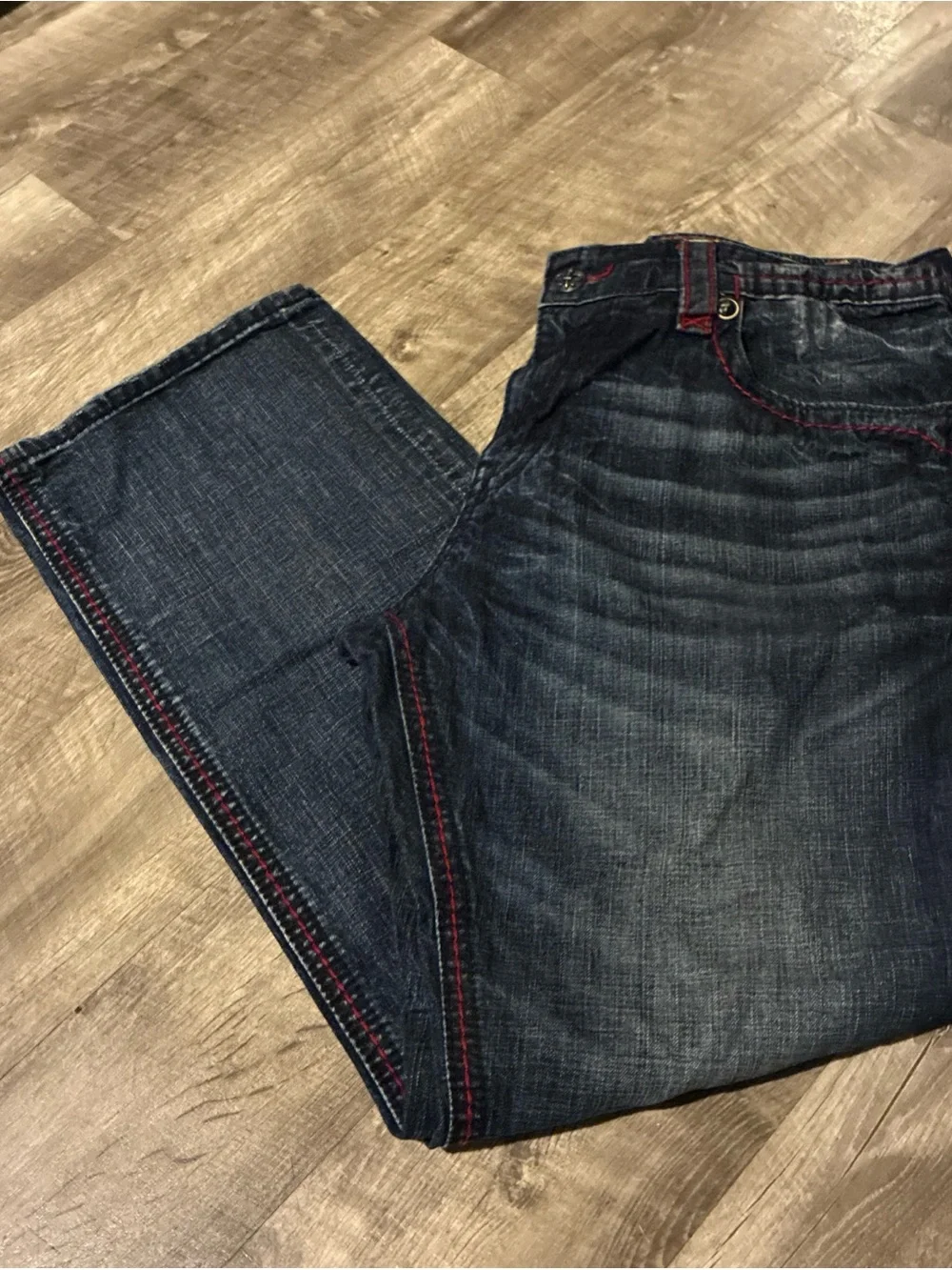 Vintage Rock Revival DAN Straight Jeans Men’s SZ 42 Blue Red Used Rare